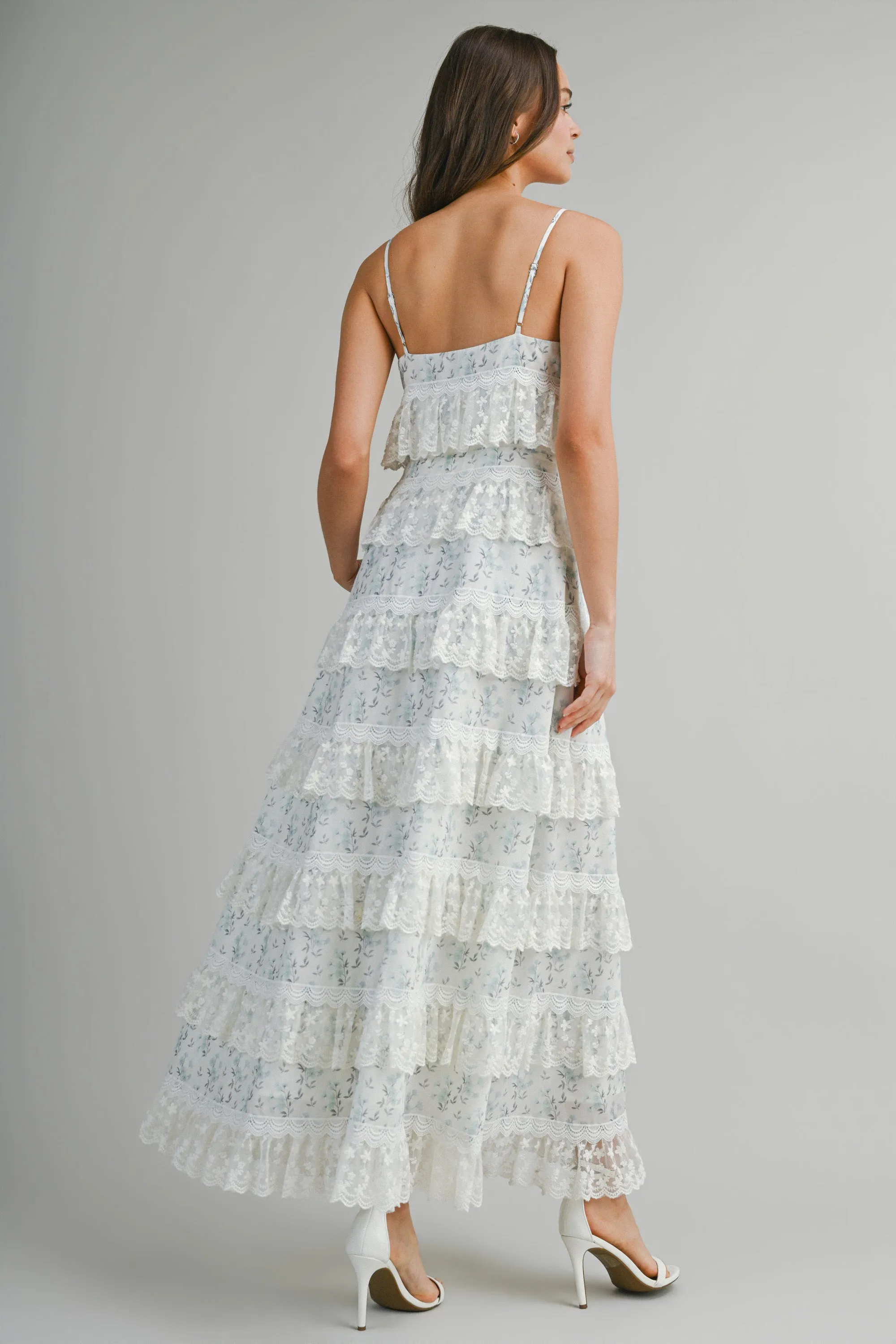 POPPY EMBROIDERED LACE RUFFLE MIDI DRESS sold by MABLE product image thumbnail 3
