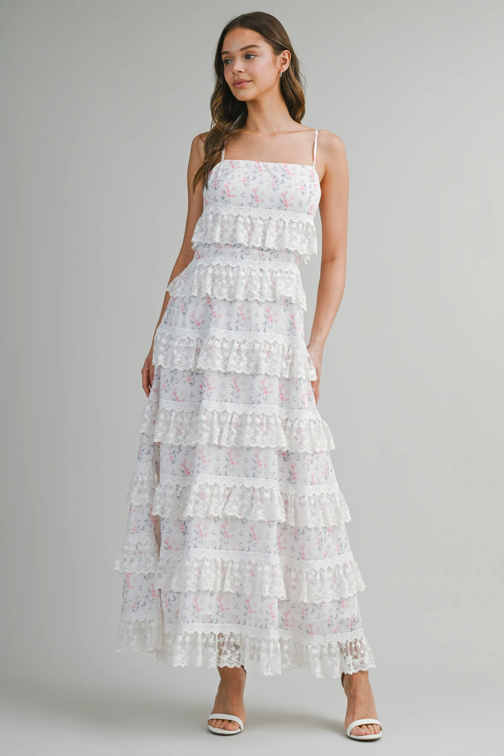 POPPY EMBROIDERED LACE RUFFLE MIDI DRESS sold by MABLE product image thumbnail 2