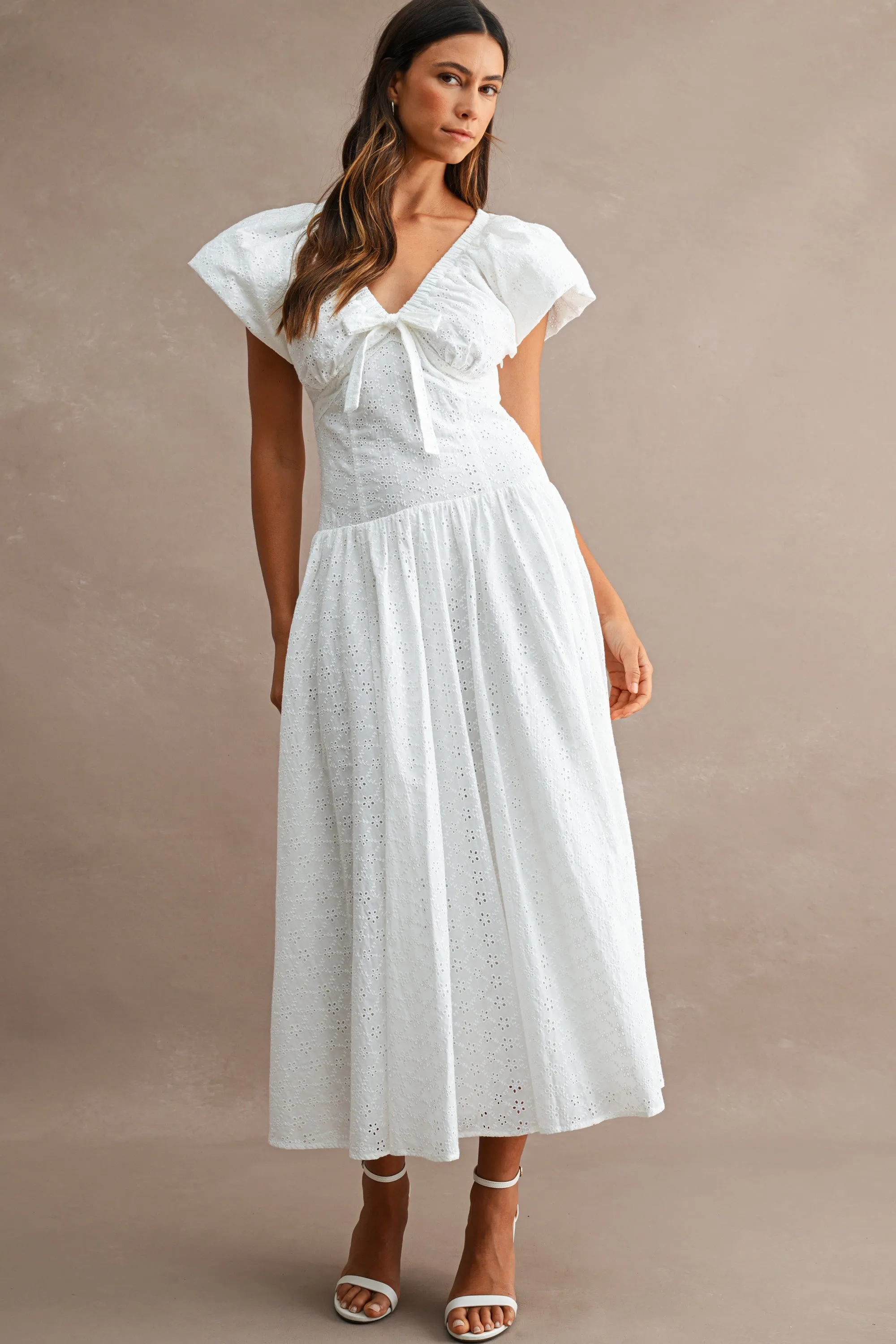 LESLIE EYELET PUFF SLEEVES MIDI DRESS sold by MABLE product image thumbnail 2