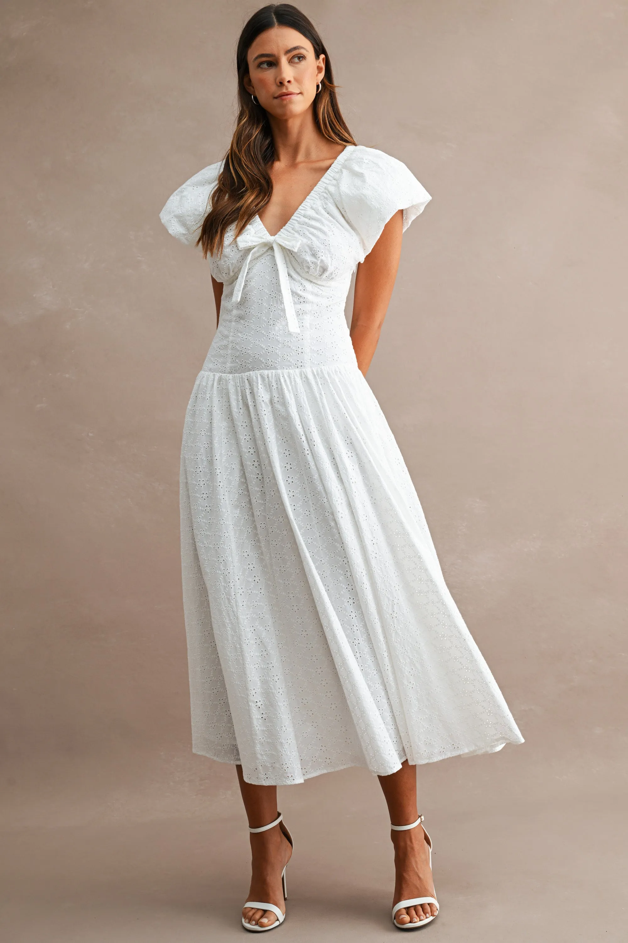 LESLIE EYELET PUFF SLEEVES MIDI DRESS sold by MABLE product image thumbnail 3