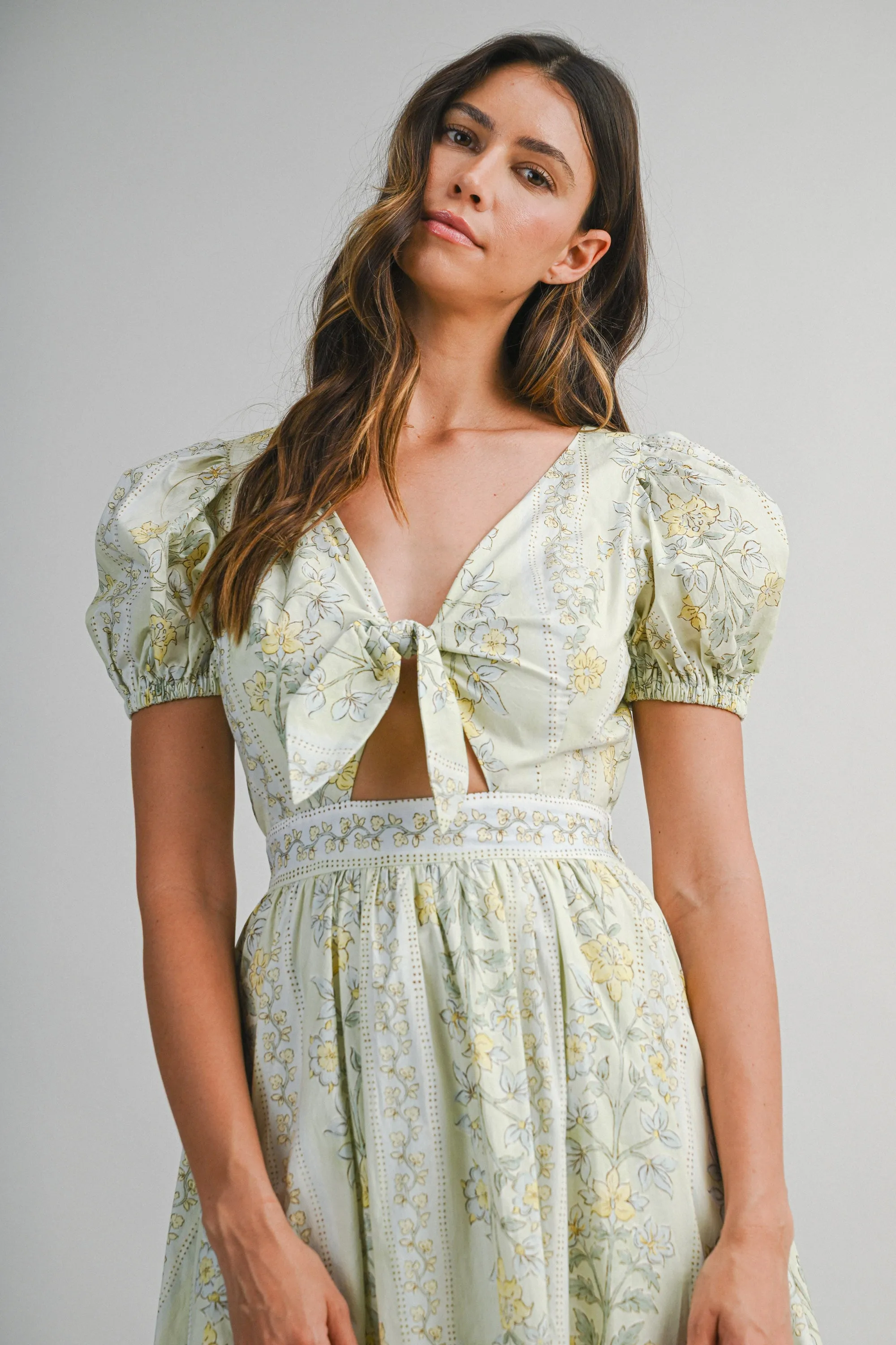 SOPHIA FLORAL PRINTED PUFF SLEEVES MIDI DRESS sold by MABLE product image thumbnail 4