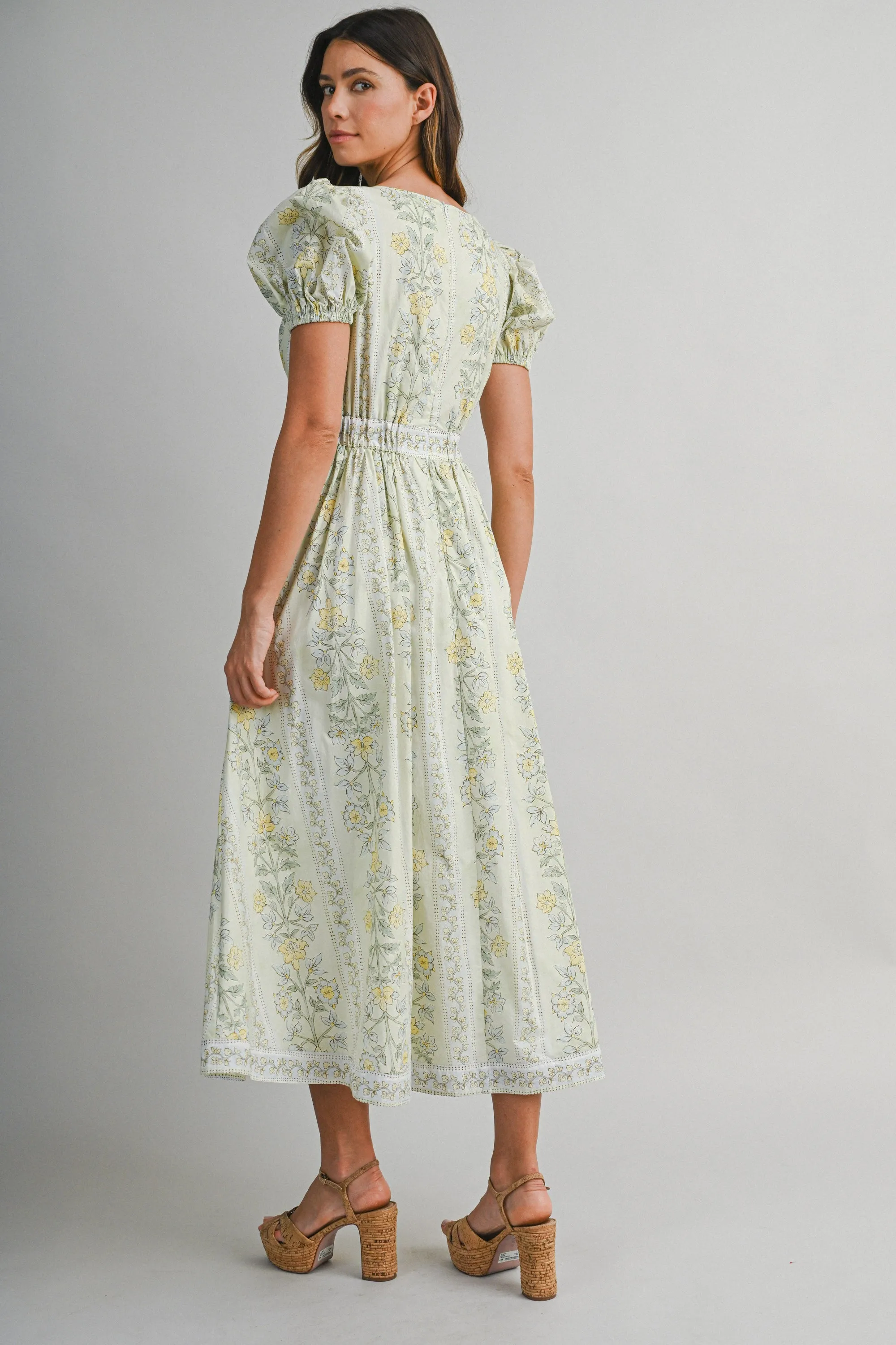 SOPHIA FLORAL PRINTED PUFF SLEEVES MIDI DRESS sold by MABLE product image thumbnail 3