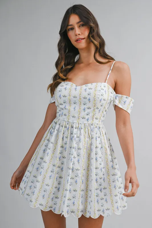 LAUREL WALL PAPER PRINTED MINI DRESS made by MABLE
