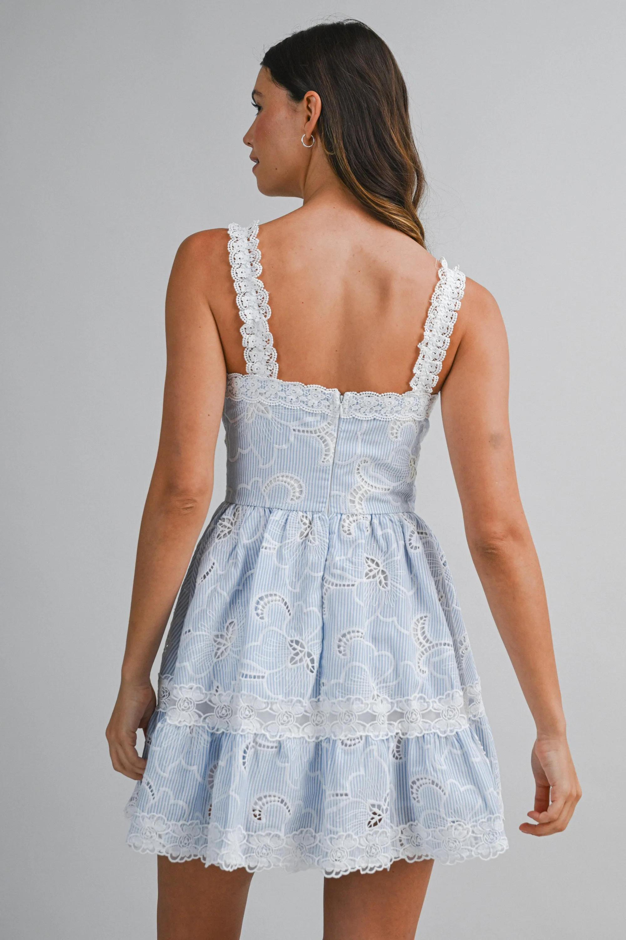 LALORA STRIPED CUT OUT EMBROIDERED MINI DRESS sold by MABLE product image thumbnail 3