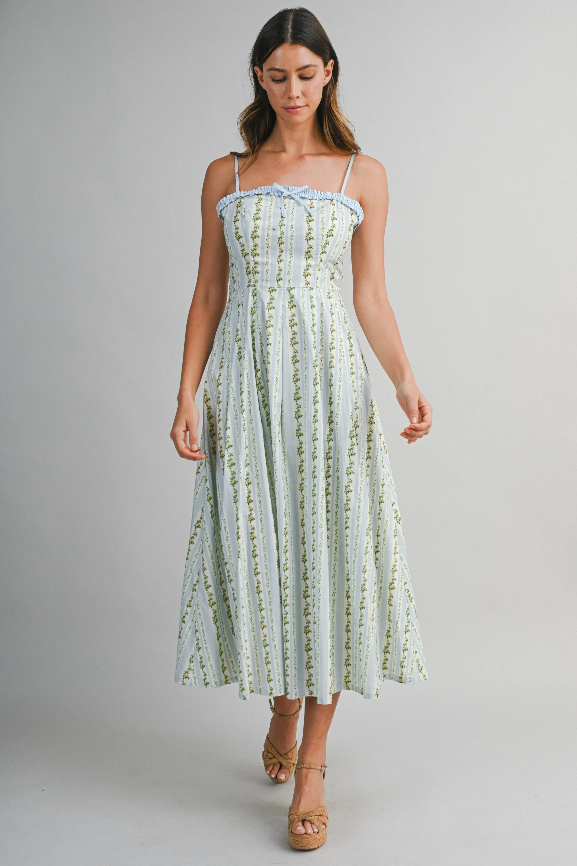 ELOWYN WALL PAPER PRINT CONTRAST MIDI DRESS sold by MABLE