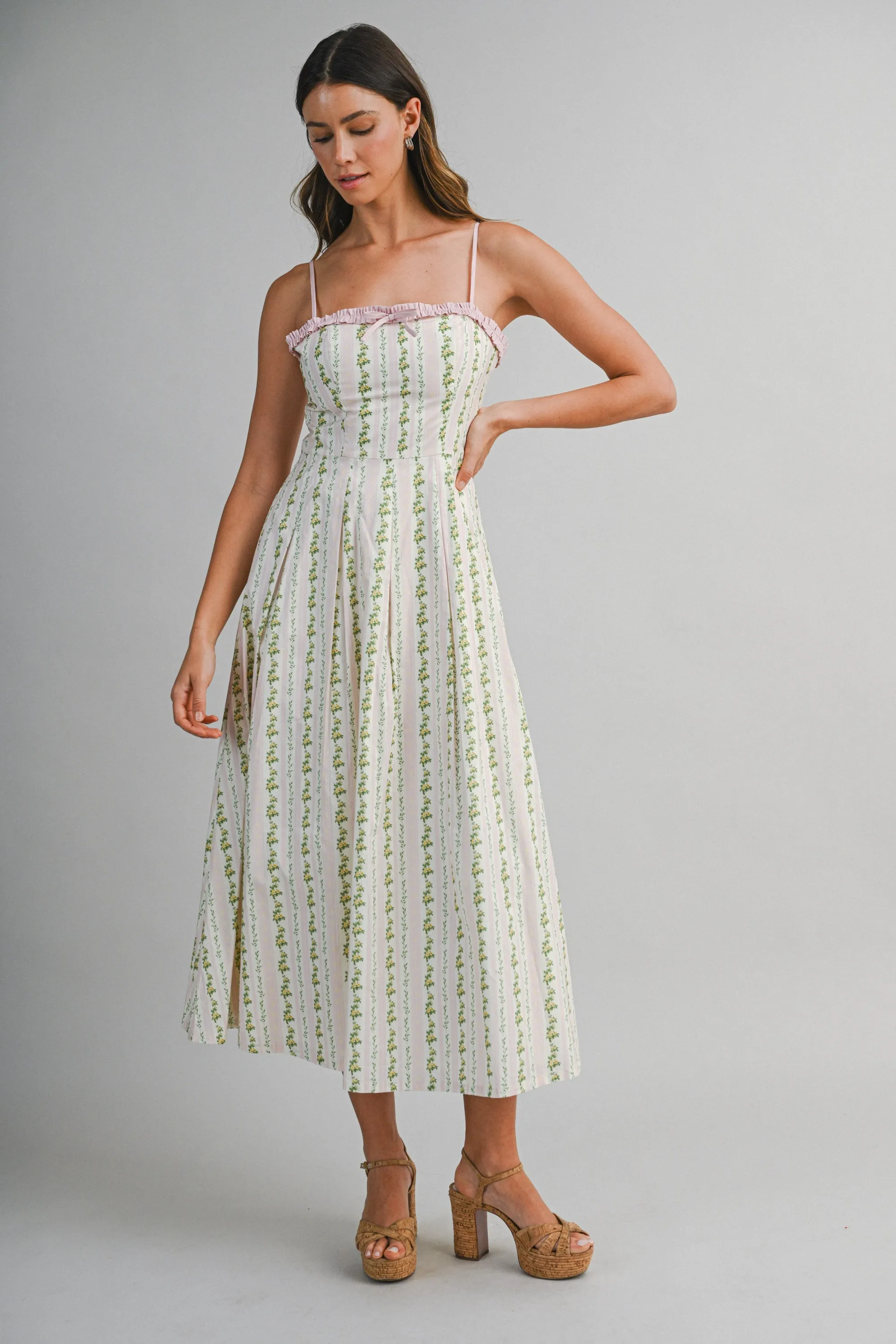 ELOWYN WALL PAPER PRINT CONTRAST MIDI DRESS sold by MABLE product image thumbnail 5