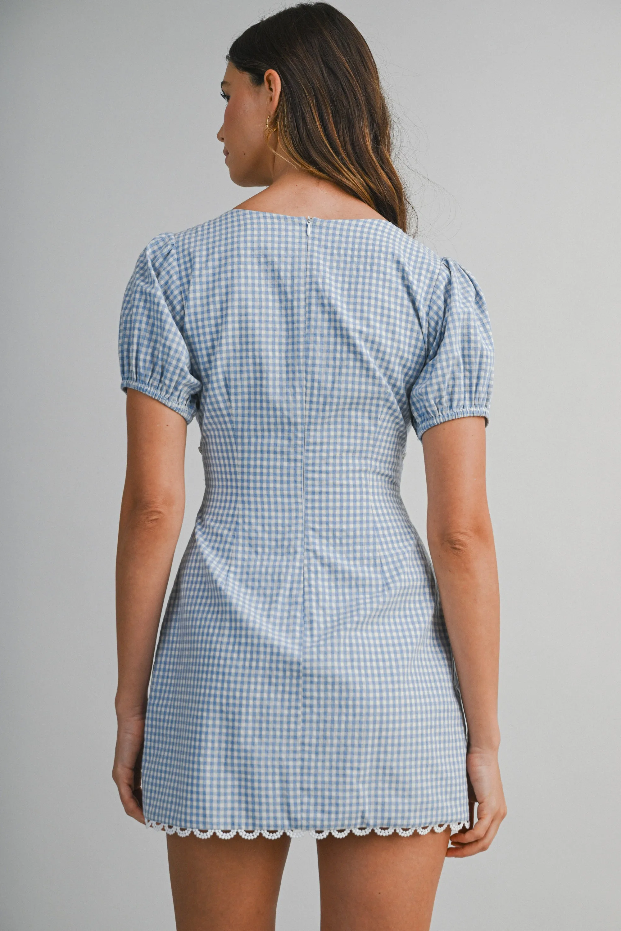 LILLIANNA GINGHAM TRIM DETAILED MINI DRESS sold by MABLE product image thumbnail 3
