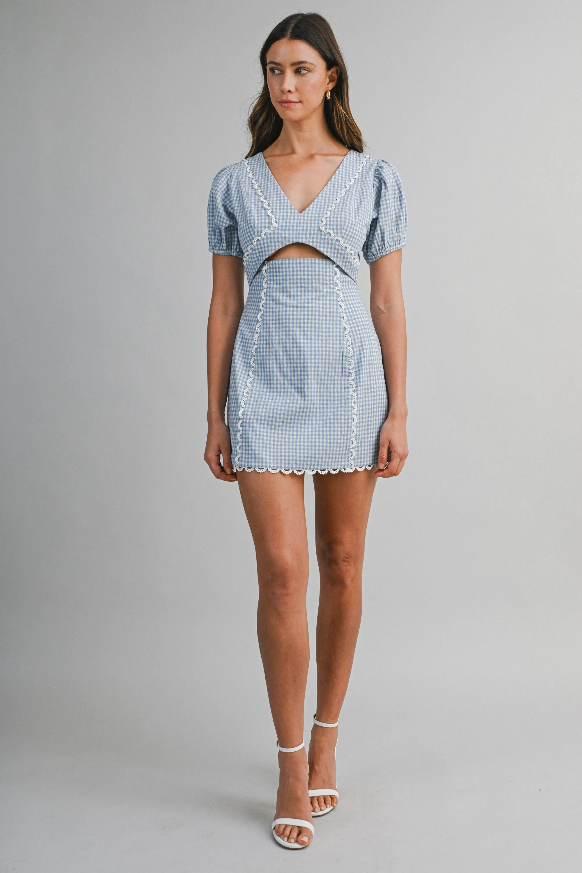 LILLIANNA GINGHAM TRIM DETAILED MINI DRESS sold by MABLE product image thumbnail 4