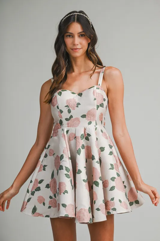 ALYSSA JACQUARD SWEETHEART MINI DRESS made by MABLE