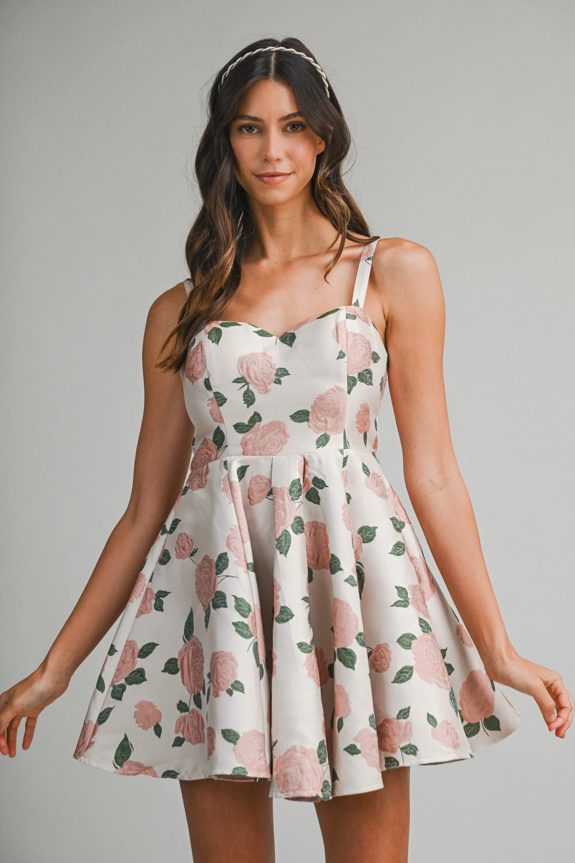 ALYSSA JACQUARD SWEETHEART MINI DRESS sold by MABLE