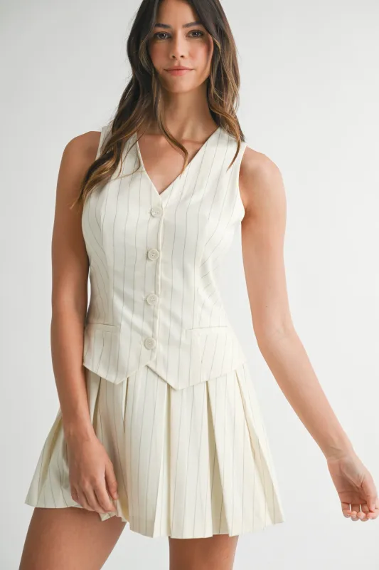 CHRISTINA BOX PLEAT STRIPED VEST DRESS made by MABLE