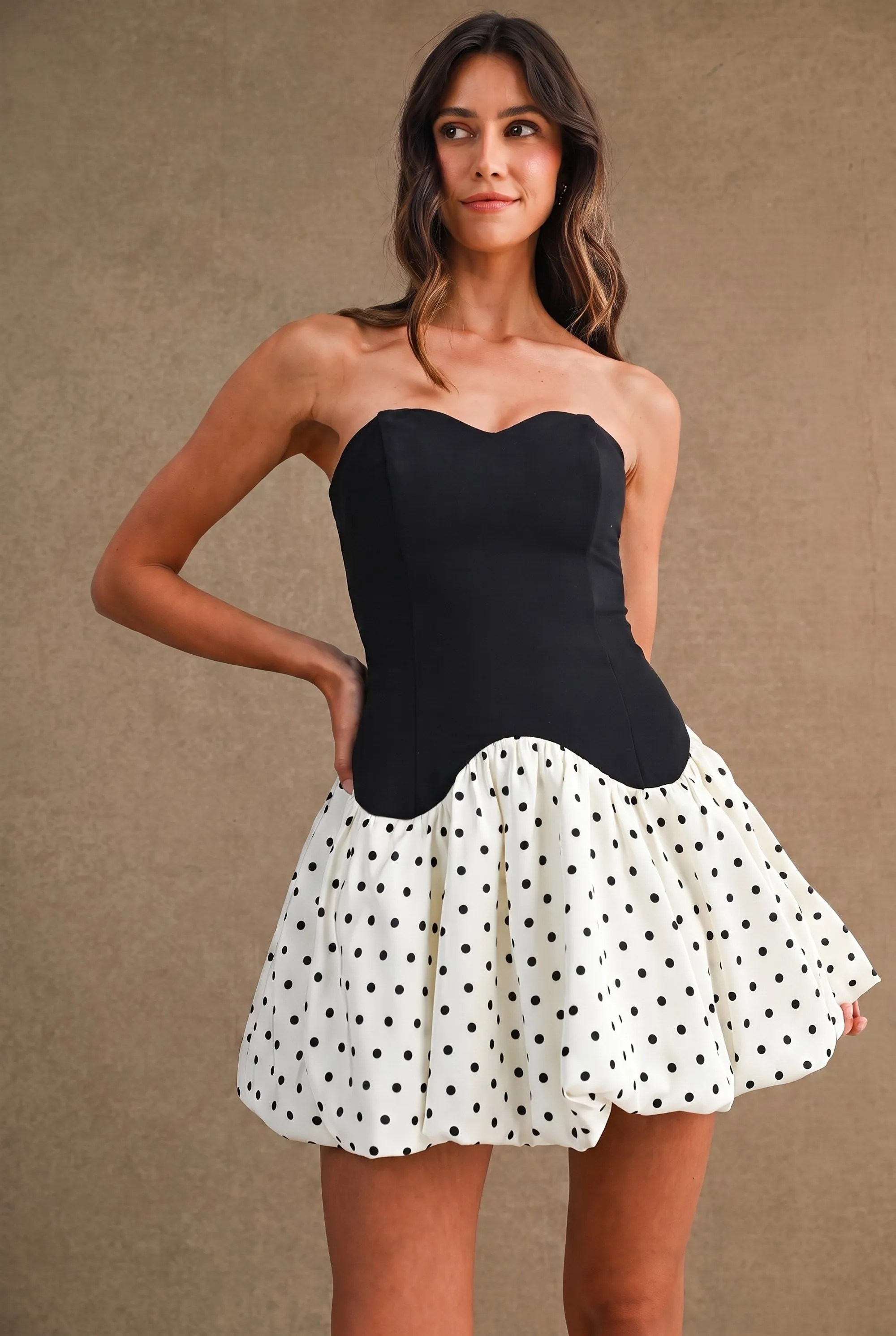 EMERIE SWEETHEART NECKLINE BUBBLE HEM MINI DRESS sold by MABLE product image thumbnail 2
