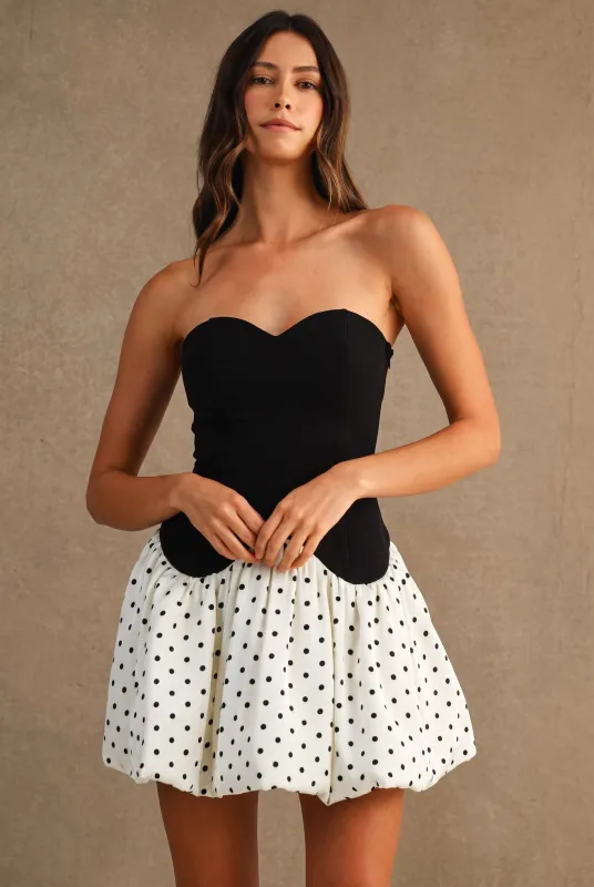 EMERIE SWEETHEART NECKLINE BUBBLE HEM MINI DRESS made by MABLE