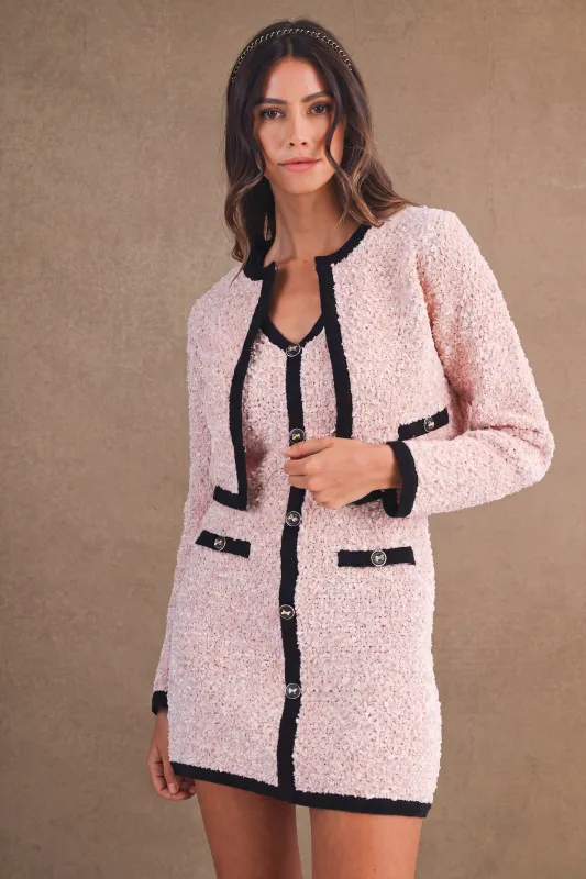 JANELLE TWEED KNIT MINI DRESS AND JACKET SET made by MABLE