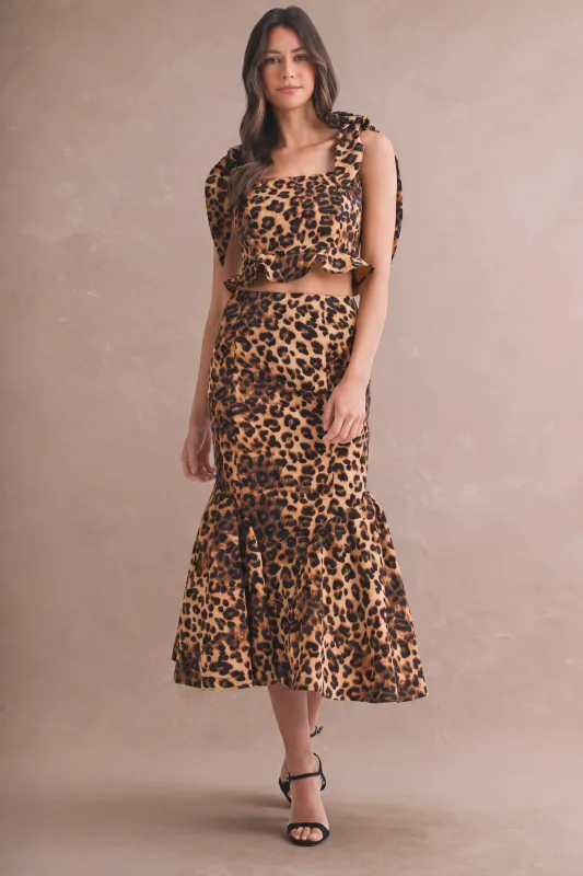 LANA LEOPARD TOP AND SKIRT SET made by MABLE