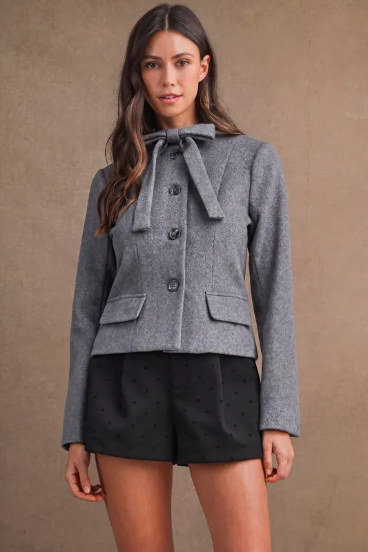 HANNA TIE FRONT FITTED JACKET made by MABLE