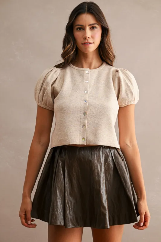 FINLEY KNITTED PUFF SLEEVES CARDIGAN TOP made by MABLE