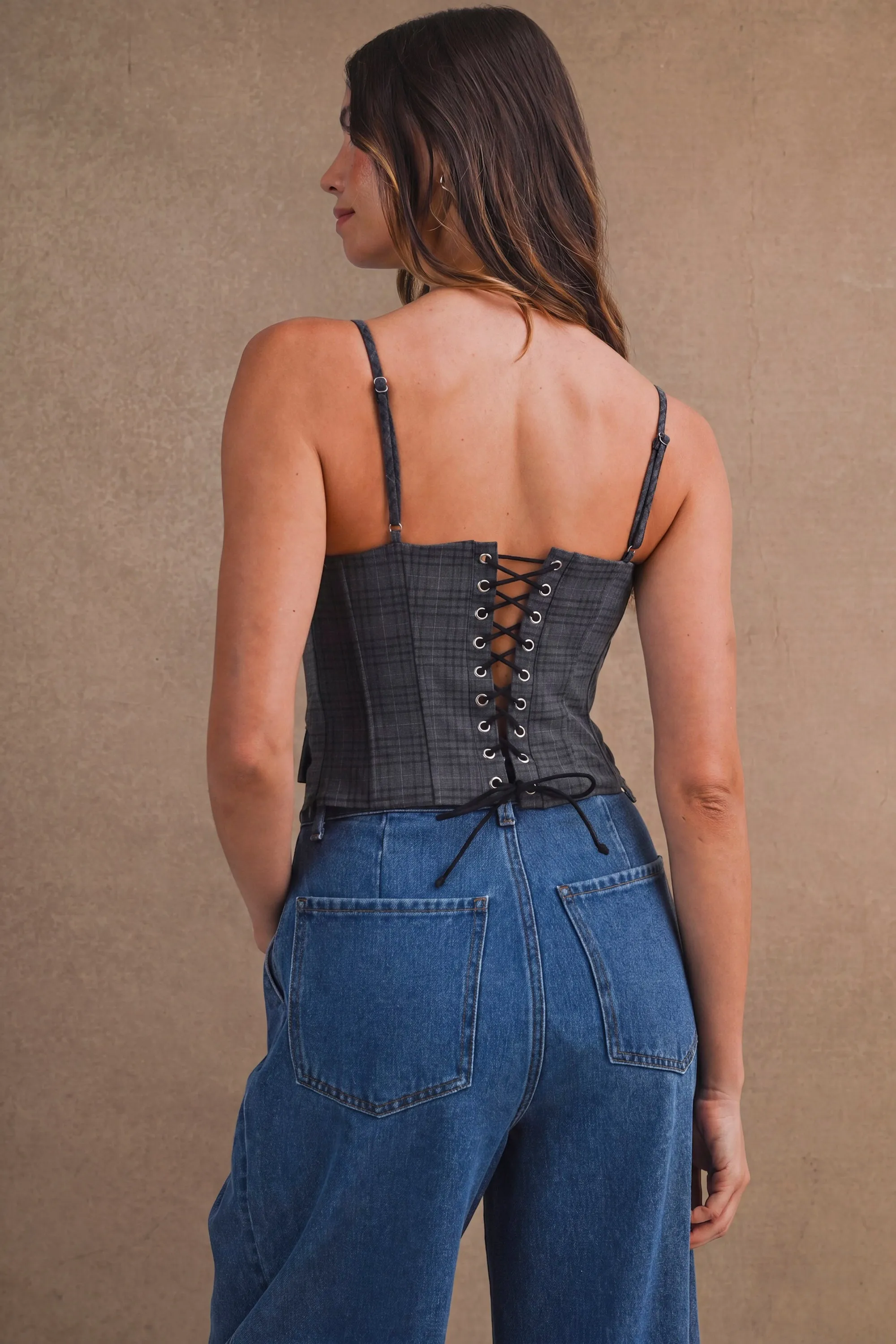 ROWENA PLAID CORSET BUSTIER TOP sold by MABLE product image thumbnail 5