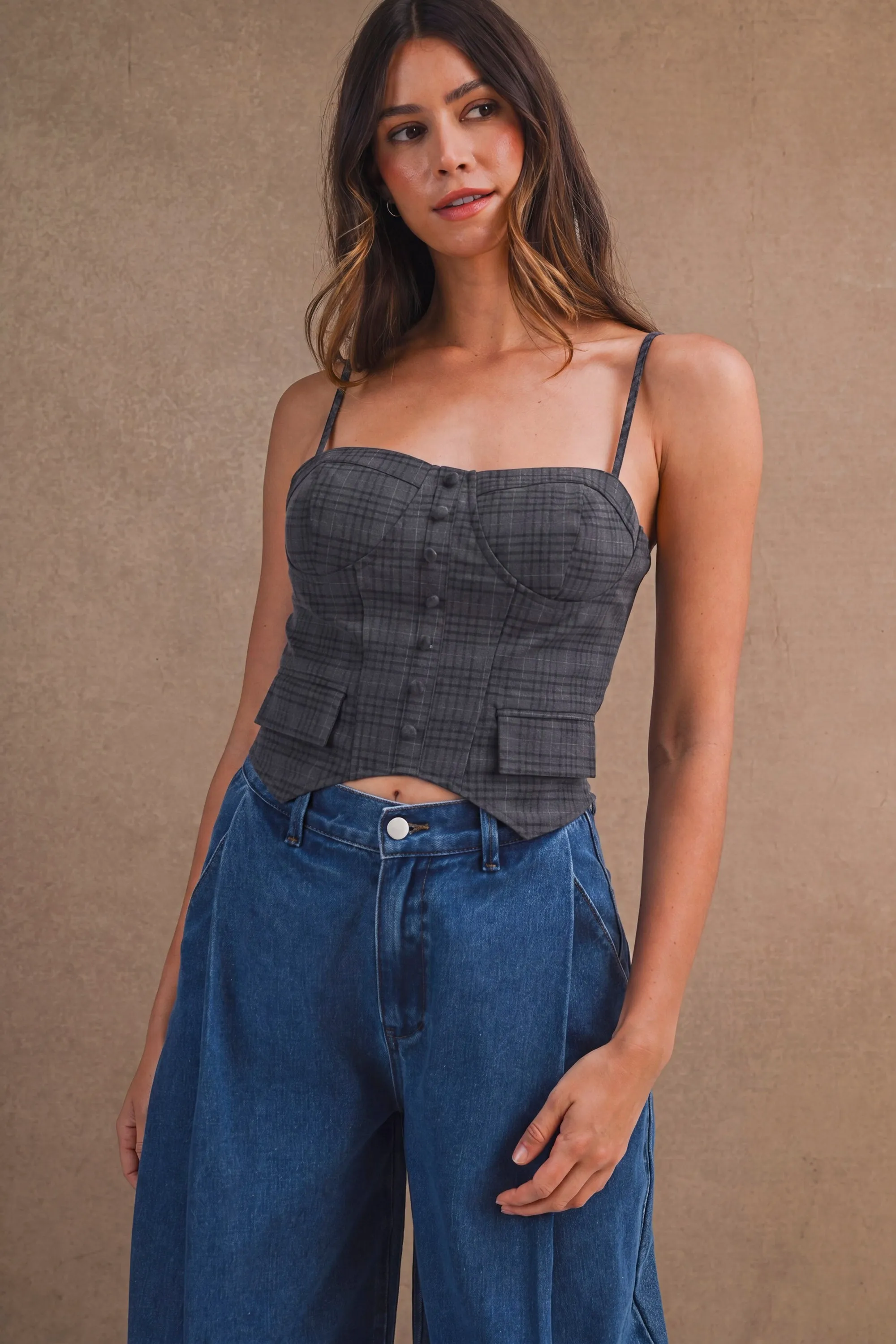 ROWENA PLAID CORSET BUSTIER TOP sold by MABLE product image thumbnail 2