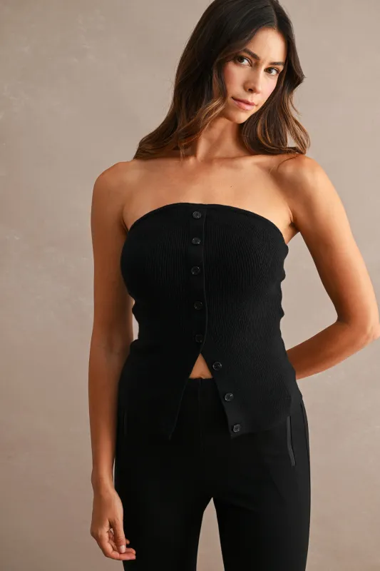 SURY RIBBED KNIT TUBE TOP made by MABLE