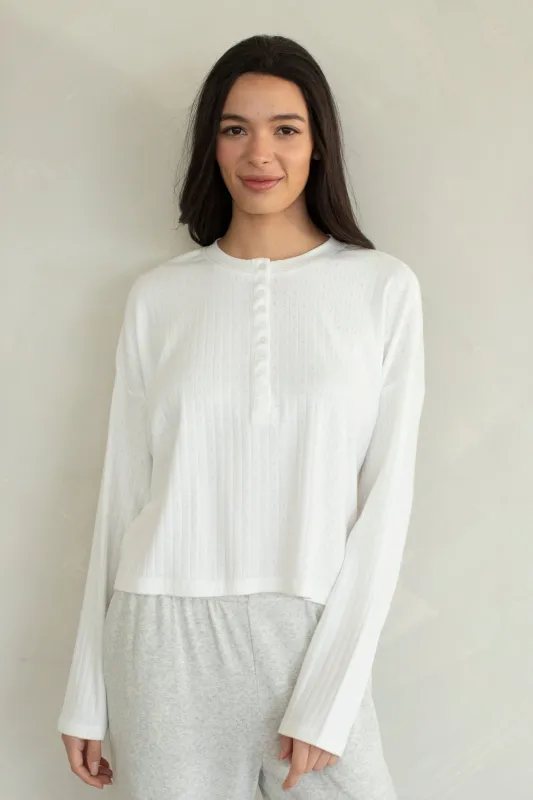 Pointelle Henley Top sold by Things Between