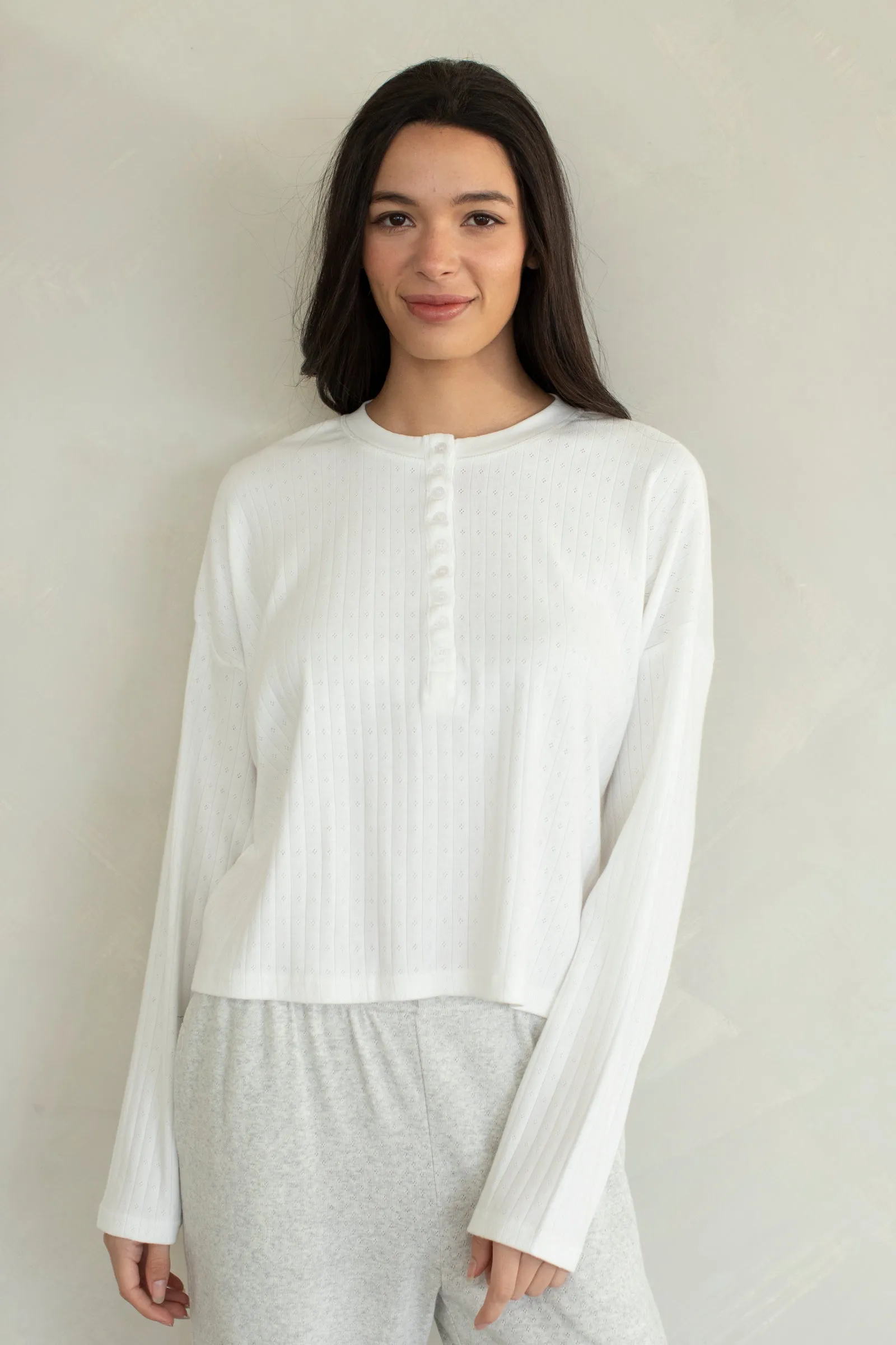 Pointelle Henley Top sold by Things Between