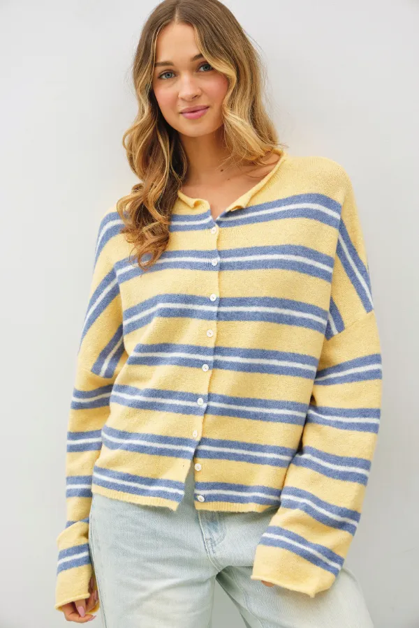 Varsity Striped Piper Cardigan sold by Things Between