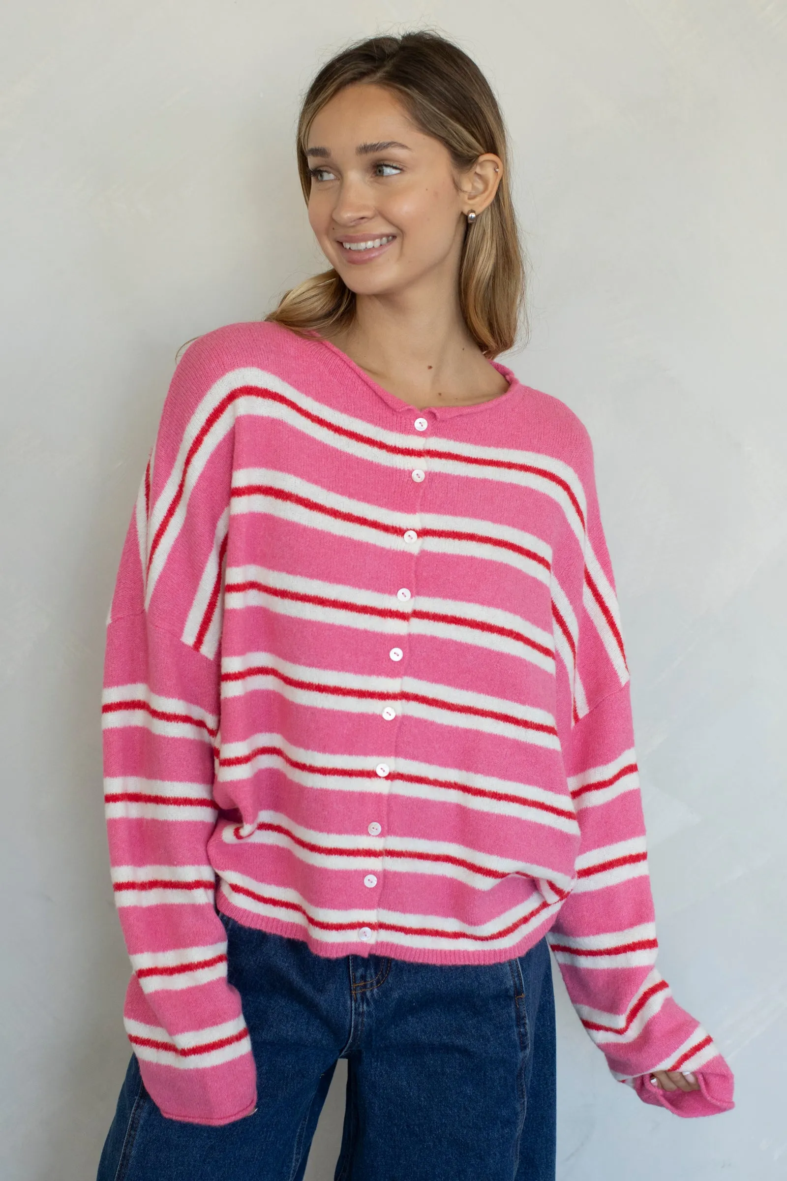 Varsity Striped Piper Cardigan sold by Things Between product image thumbnail 2