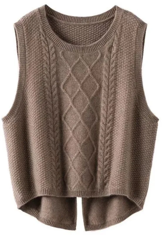 Cable Knit Slit Sweater Vest made by Miss Sparkling