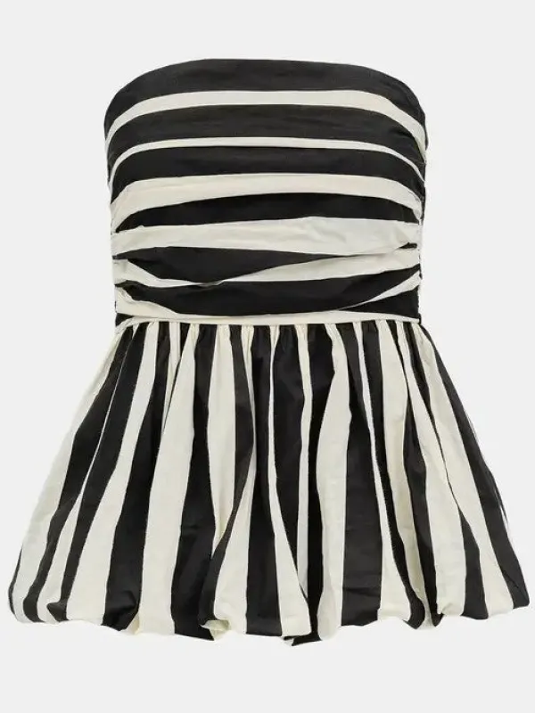 Striped strapless peplum top made by Miss Sparkling