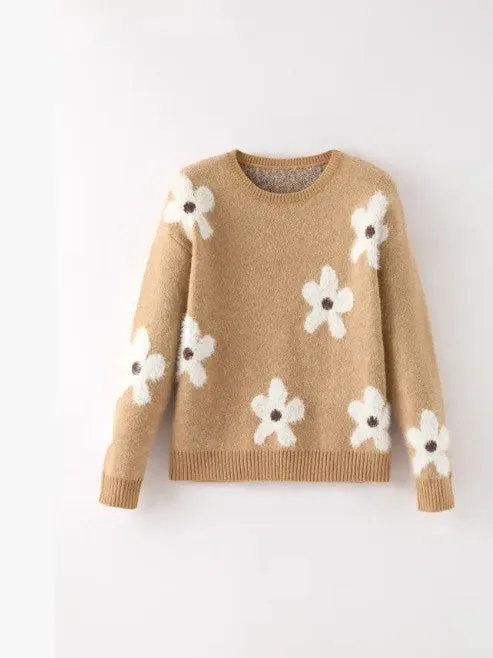 Fuzzy flower knit sweater sold by Miss Sparkling product image thumbnail 2
