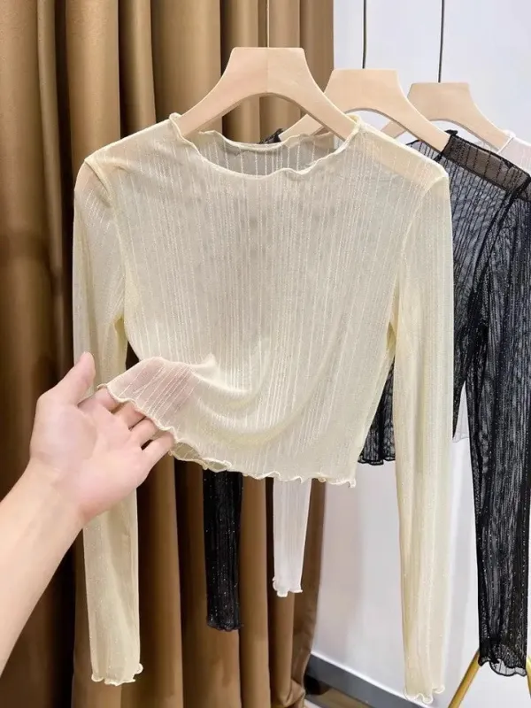 Cropped Mesh long sleeve top sold by Miss Sparkling