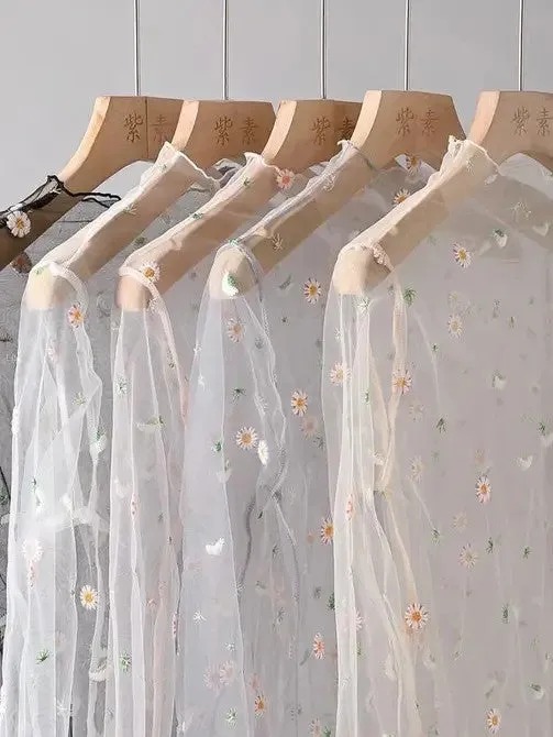 Mesh flower pattern long sleeve top sold by Miss Sparkling product image thumbnail 3