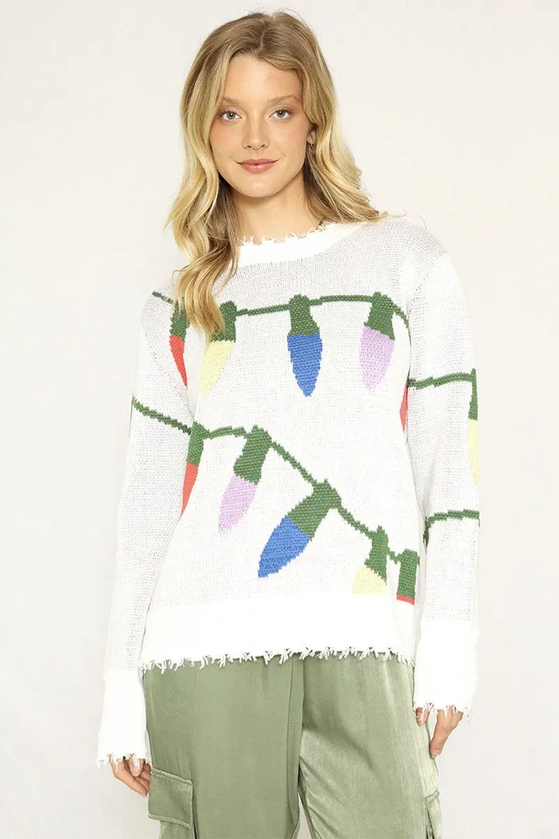 Xmas lights sweater sold by Miss Sparkling