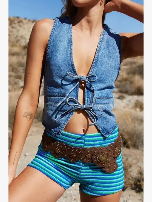 Denim Front tie vest sold by Miss Sparkling product image thumbnail 2