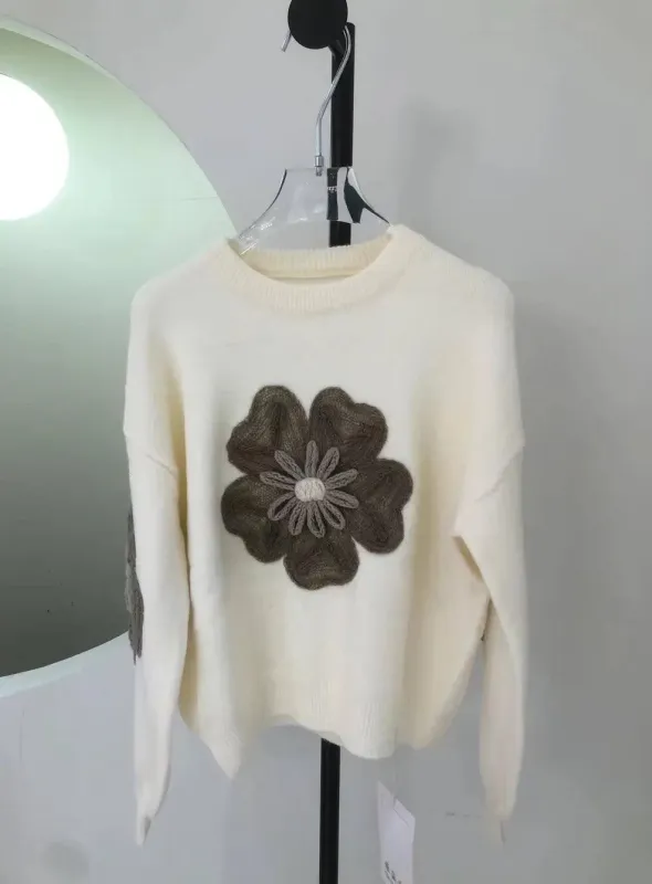 Embroidered flower knit sweater sold by Miss Sparkling