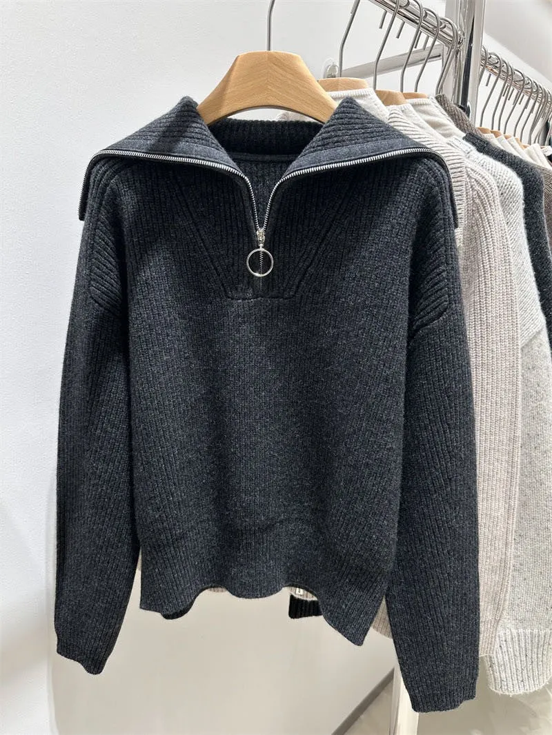 Ribbed half zip sweater sold by Miss Sparkling product image thumbnail 2