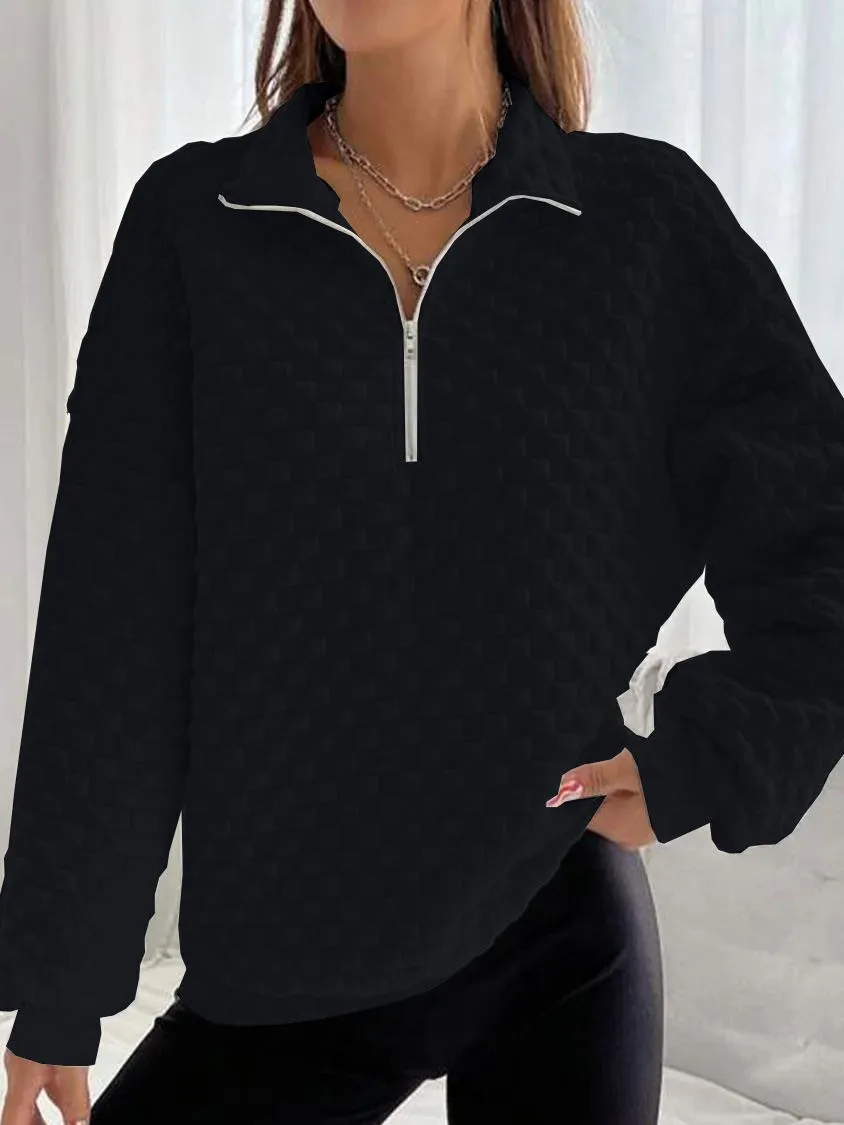 Textured half zip sweatshirt sold by Miss Sparkling product image thumbnail 2