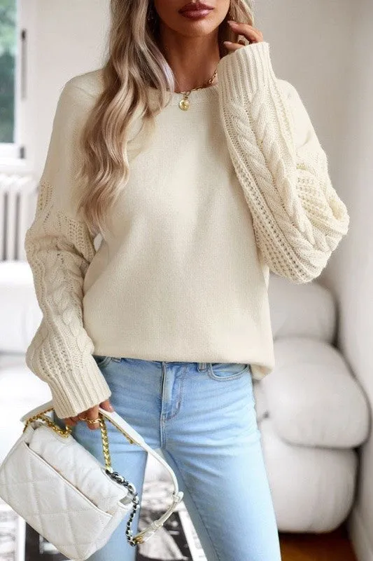 Cable knit sleeve sweater sold by Miss Sparkling product image thumbnail 2