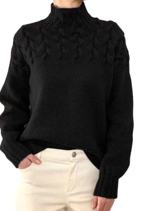 Mock neck knit sweater sold by Miss Sparkling product image thumbnail 2