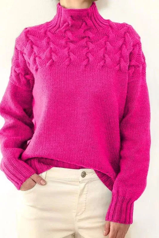 Mock neck knit sweater sold by Miss Sparkling