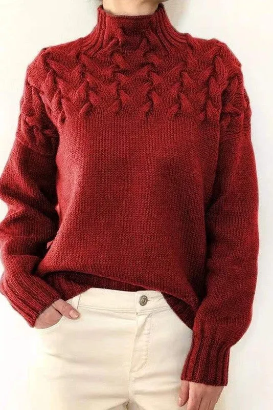 Mock neck knit sweater sold by Miss Sparkling product image thumbnail 4