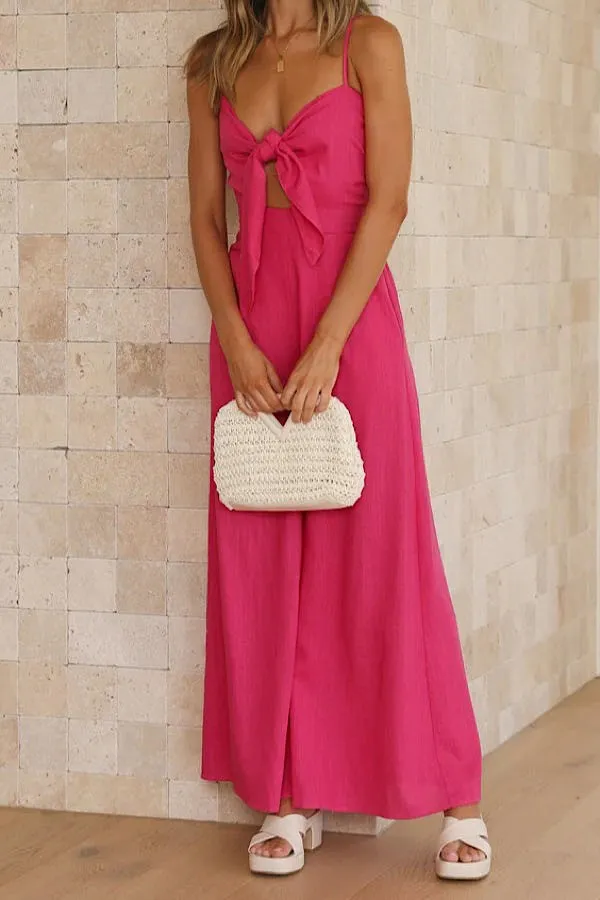 Knot front jumpsuit sold by Miss Sparkling