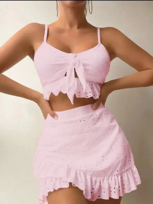 3 piece swimsuit and cover up set made by Miss Sparkling
