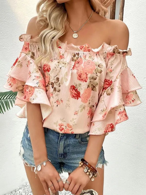 Floral off shoulder blouse made by Miss Sparkling