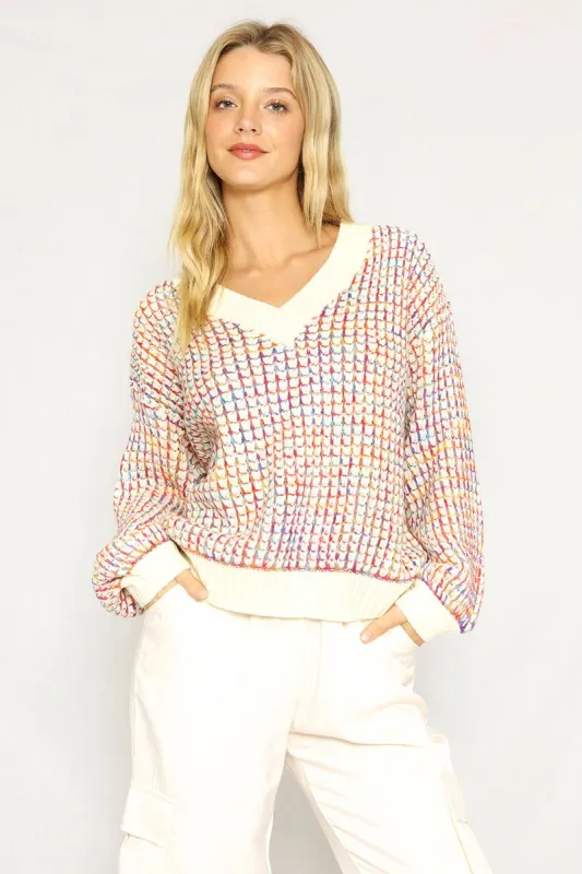 Multicolored knit sweater made by Miss Sparkling