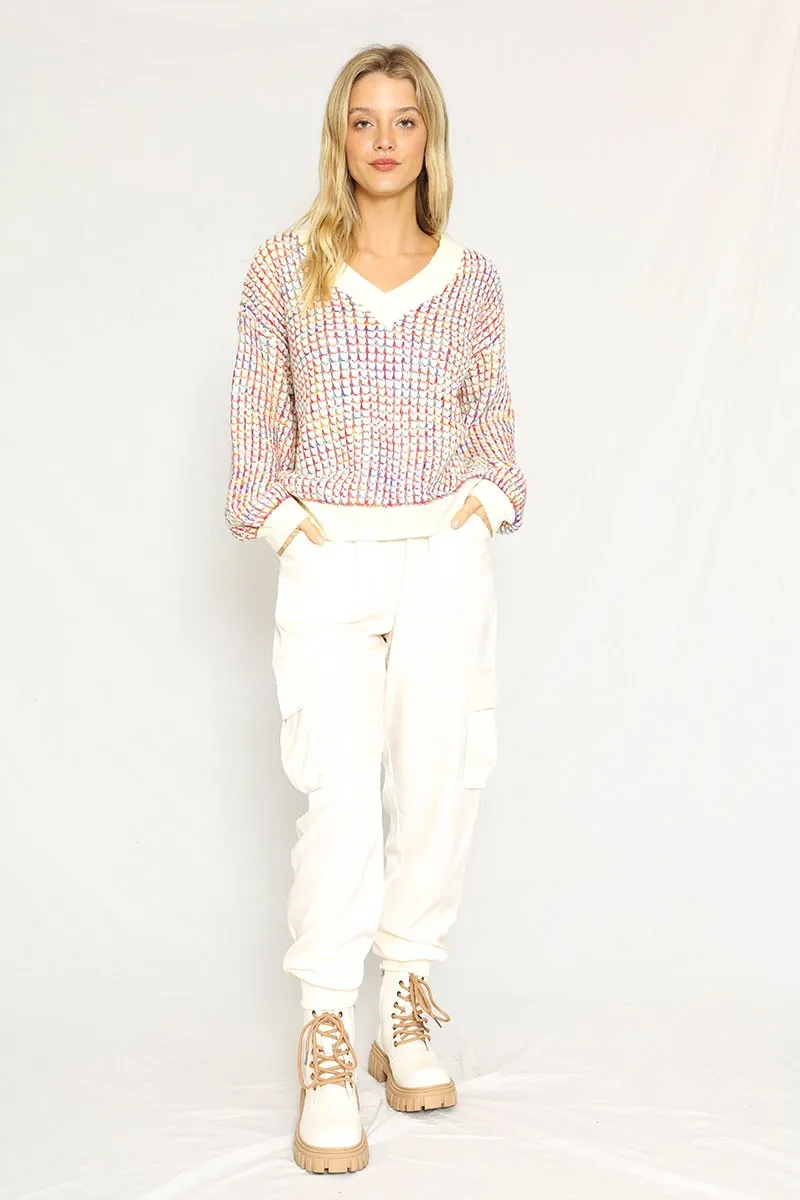 Multicolored knit sweater sold by Miss Sparkling product image thumbnail 5