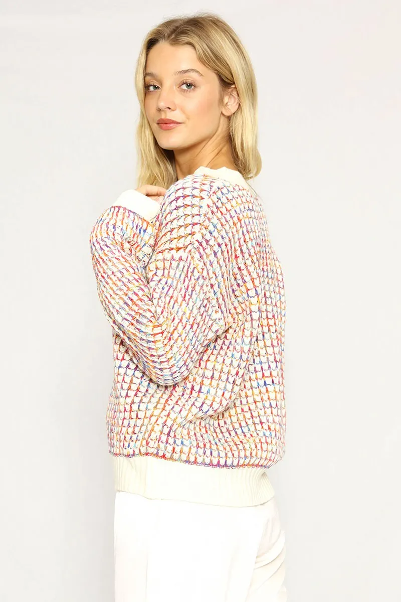 Multicolored knit sweater sold by Miss Sparkling product image thumbnail 2
