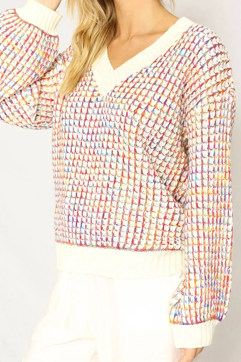 Multicolored knit sweater sold by Miss Sparkling product image thumbnail 3