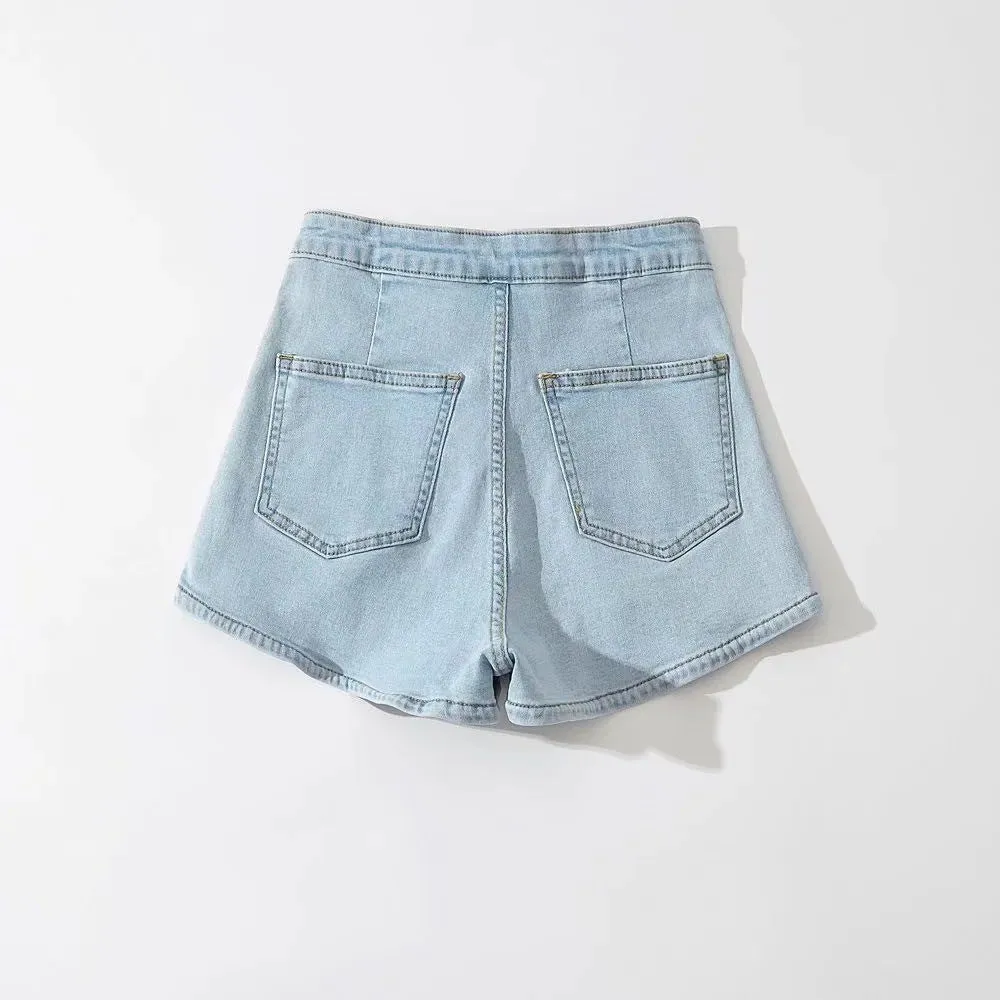 High Waist Denim Shorts sold by Miss Sparkling product image thumbnail 3